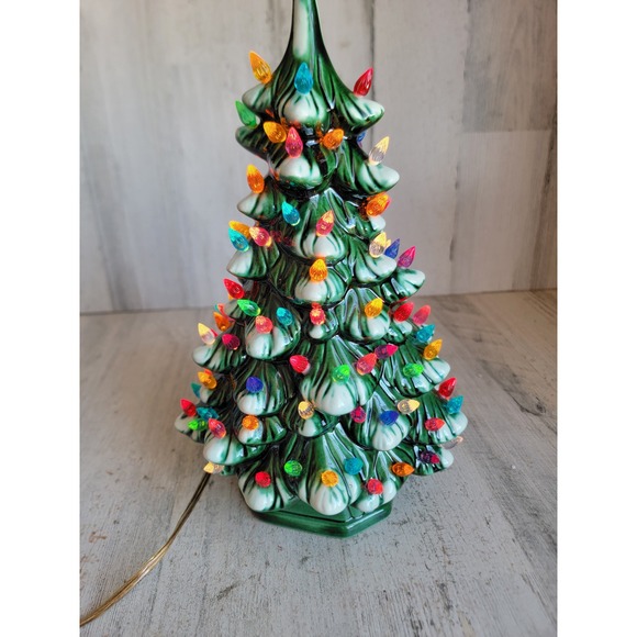 Vintage ceramic tree light table top Xmas pine home decor figure - Picture 2 of 12